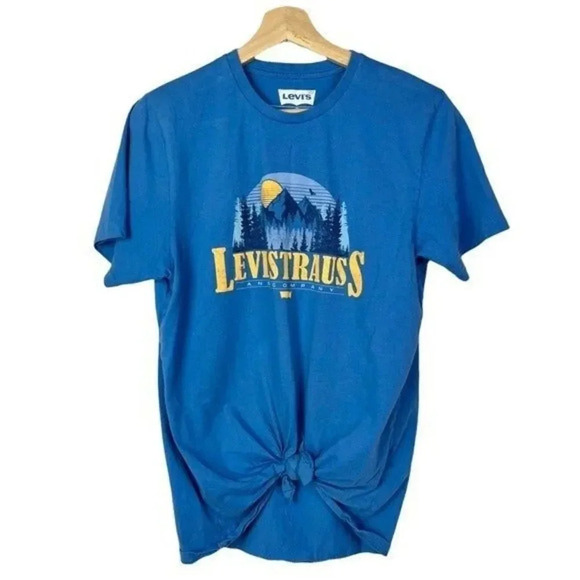 Levi's Nautical Blue Mountain Graphic Crew Neck T-Shirt M - Picture 1 of 3